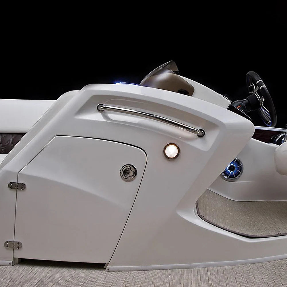 Interior LED Courtesy Light with Push-Lens Switch, 3000K Warm or Blue Light, Stainless Steel or Black Finish