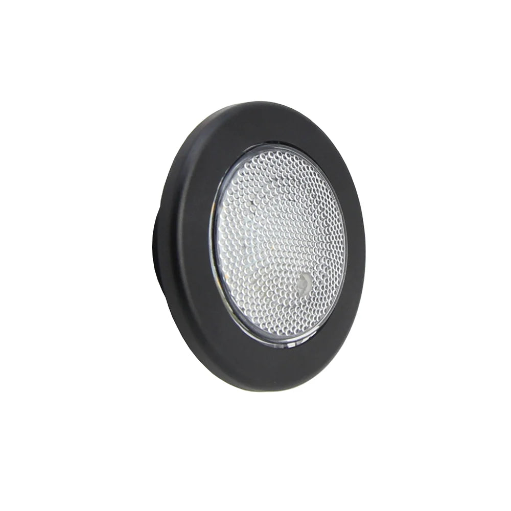 Interior LED Courtesy Light with Push-Lens Switch, 3000K Warm or Blue Light, Stainless Steel or Black Finish