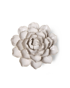 Ivory Ceramic Cabbage Flower Wall Decor with Handcrafted Botanical Ridges for Coastal and Scandinavian Interiors