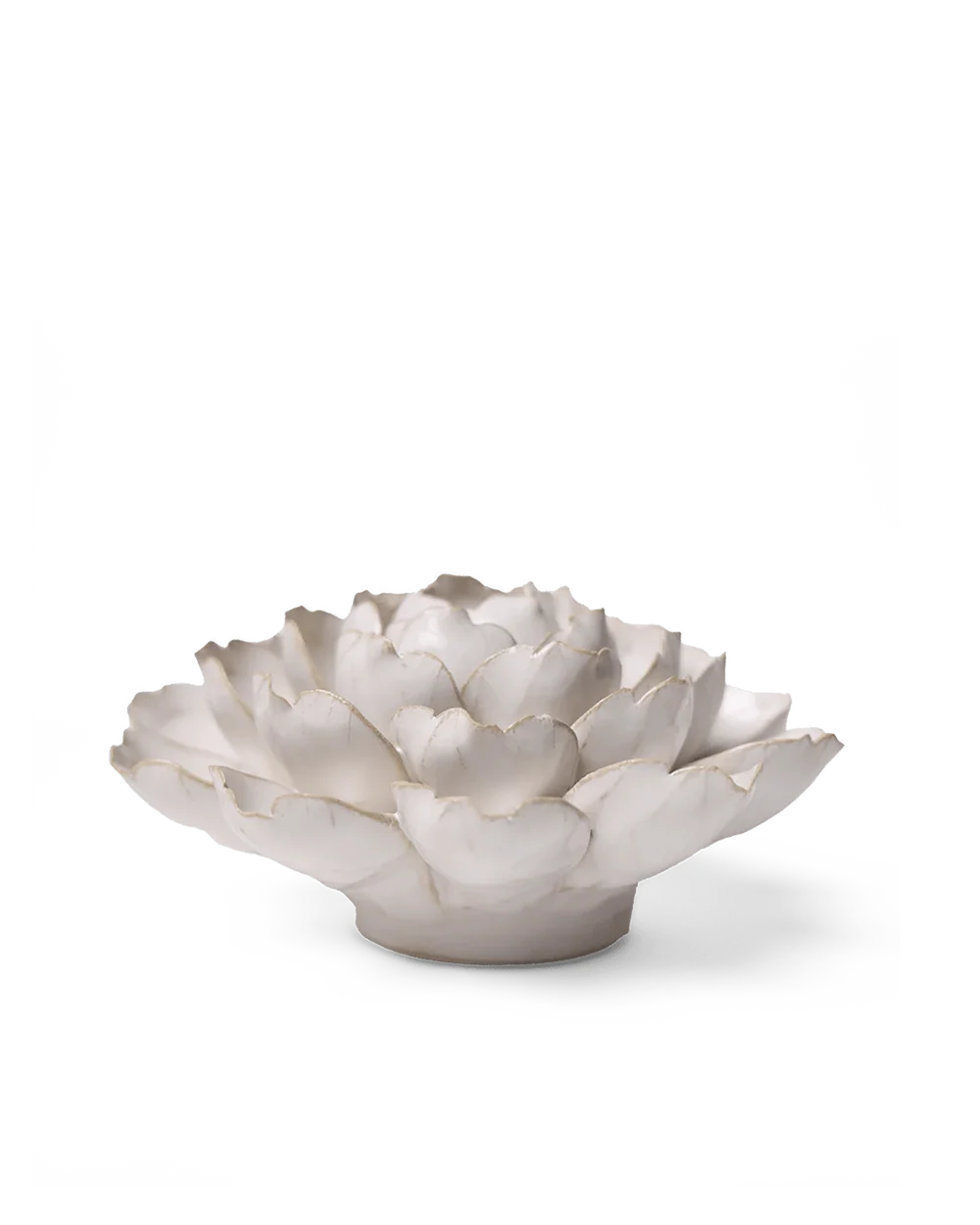 Ivory Ceramic Cabbage Flower Wall Decor with Handcrafted Botanical Ridges for Coastal and Scandinavian Interiors