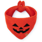 Jack-o'-Lantern Knit Dog Bandana with Adjustable Snap Closure for Small, Medium, and Large Dogs