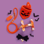 Jack-o'-Lantern Knit Dog Bandana with Adjustable Snap Closure for Small, Medium, and Large Dogs