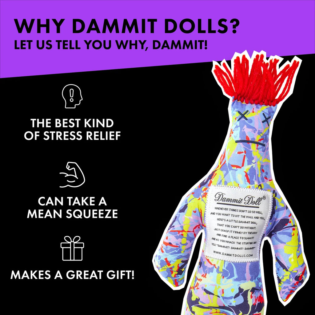 Jackson Pollock-Inspired Stress Relief Doll with Colorful Paint-Splatter Design for Creative Desks and Gifts
