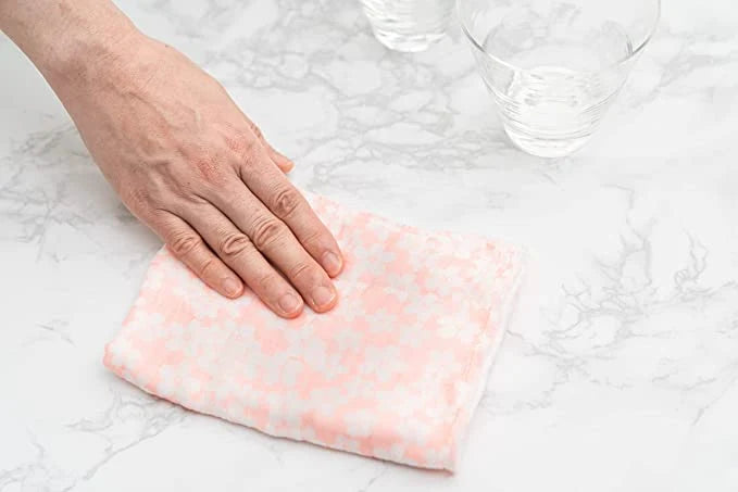 Japanese Fine Mesh Kitchen Cloth in Pink Cherry Blossoms for Everyday Dish and Table Wiping