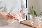 Japanese Fine Mesh Kitchen Cloth in Pink Cherry Blossoms for Everyday Dish and Table Wiping
