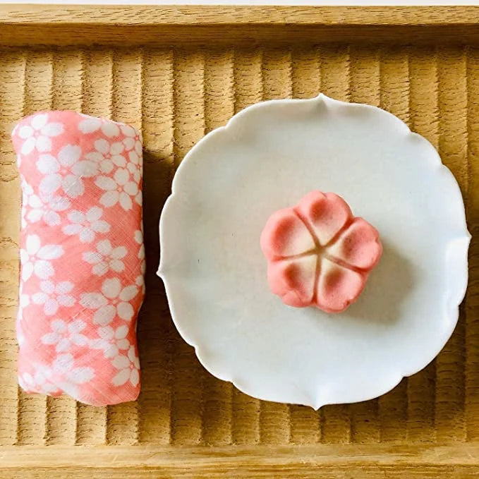 Japanese Fine Mesh Kitchen Cloth in Pink Cherry Blossoms for Everyday Dish and Table Wiping