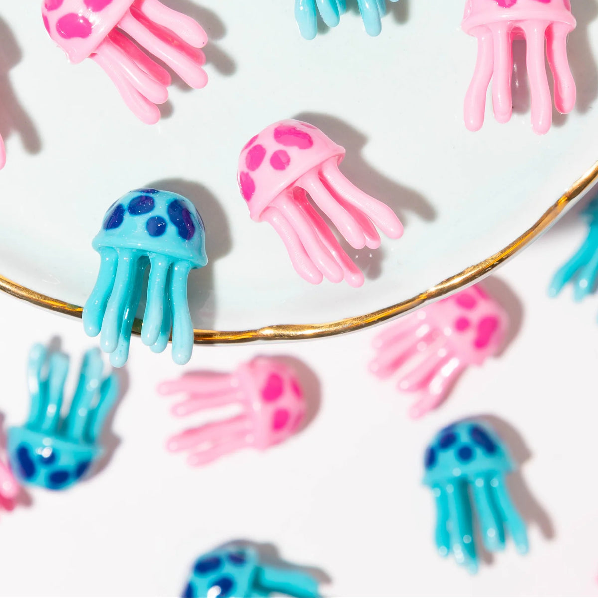 Jellyfish Beads for Kandi Bracelets and Jewelry Making, Pink or Blue Plastic Charms in 1, 5, 10, or 20 Pack Sizes