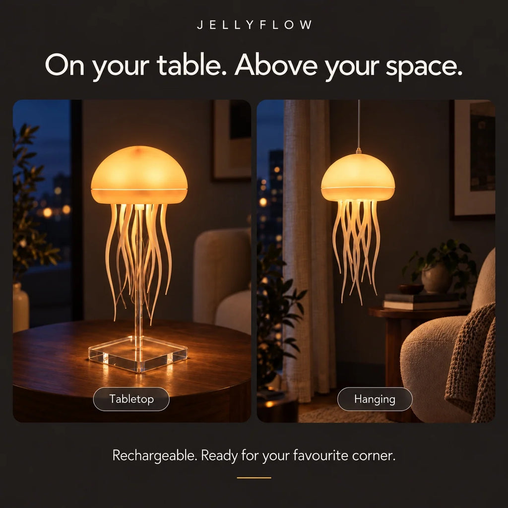 Jellyfish Table Lamp with Gently Flowing Legs That Create a Dancing Effect and a Chill Room Atmosphere