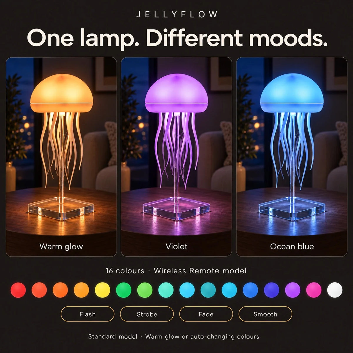 Jellyfish Table Lamp with Gently Flowing Legs That Create a Dancing Effect and a Chill Room Atmosphere