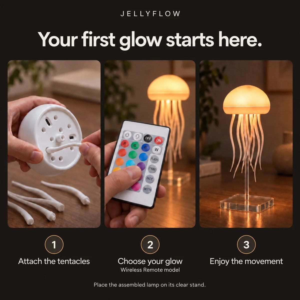 Jellyfish Table Lamp with Gently Flowing Legs That Create a Dancing Effect and a Chill Room Atmosphere
