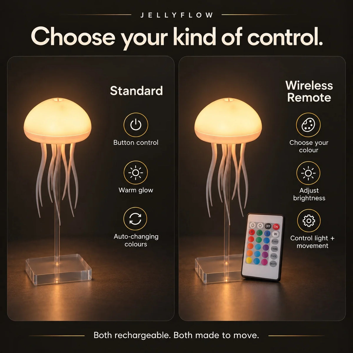 Jellyfish Table Lamp with Gently Flowing Legs That Create a Dancing Effect and a Chill Room Atmosphere