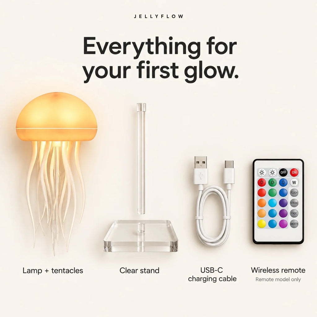 Jellyfish Table Lamp with Gently Flowing Legs That Create a Dancing Effect and a Chill Room Atmosphere