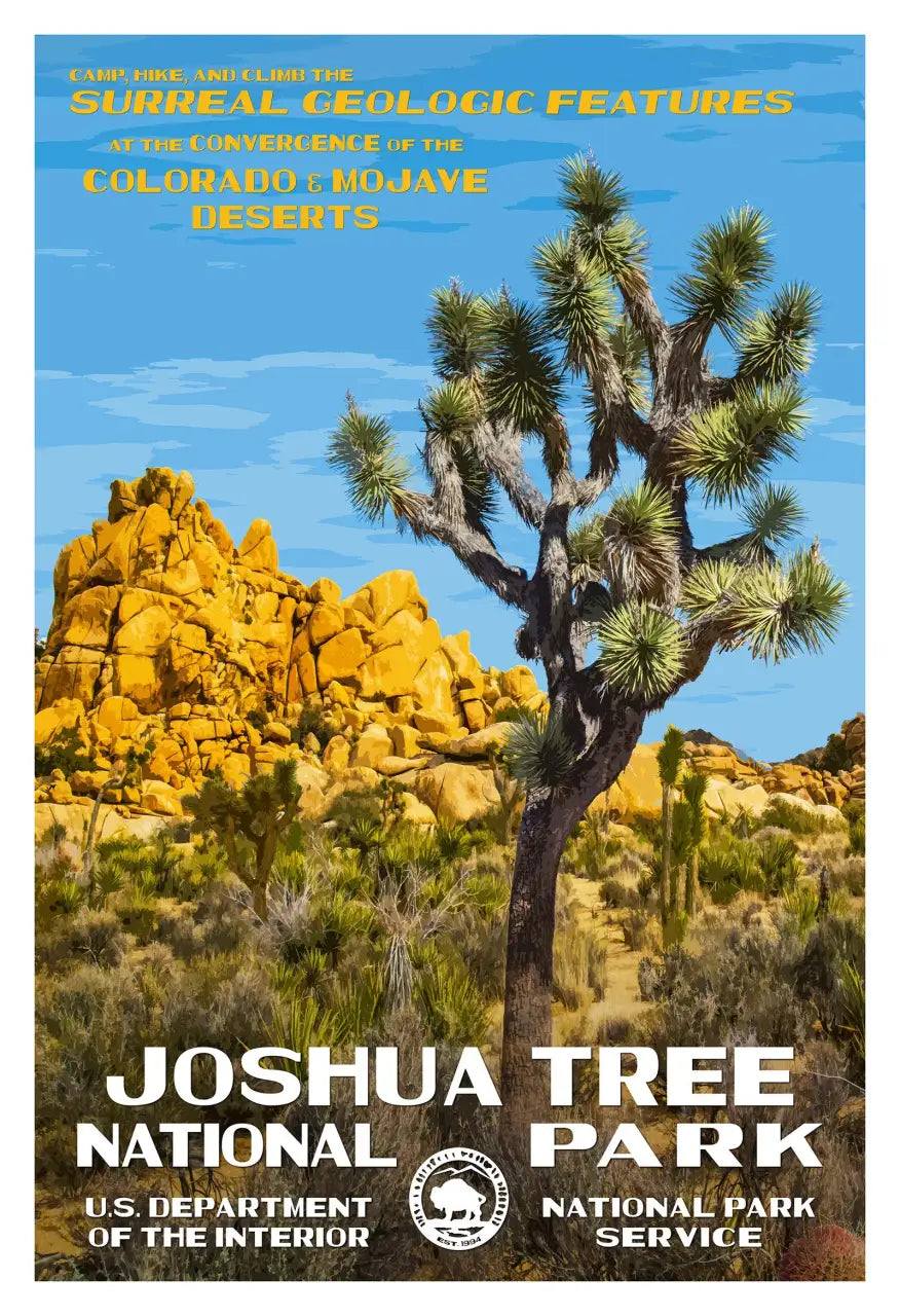 Joshua Tree National Park Poster in 1930s WPA Style on 100%