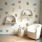Jungle Animal Wall Stickers in Removable Matt Vinyl for Nursery and Playroom Decor, Three A4 Sheets