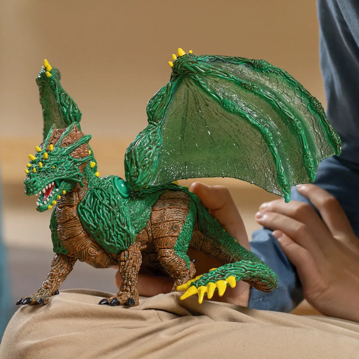 Jungle Dragon Figurine with Huge Wings and a Spiked Tail for Imaginary Jungle World Adventures