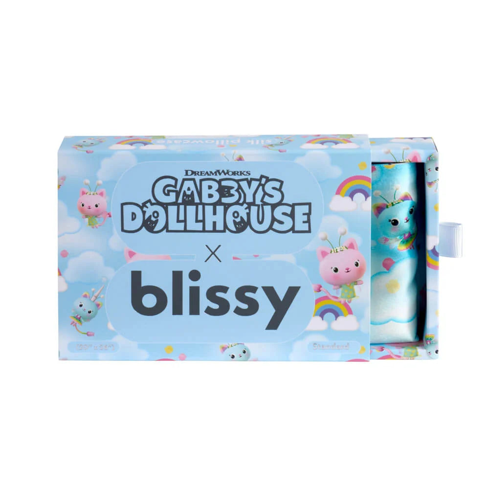 Junior Standard Silk Pillowcase with Kitty Fairy and Rainbow Sky Design for Comfortable Children's Bedtime