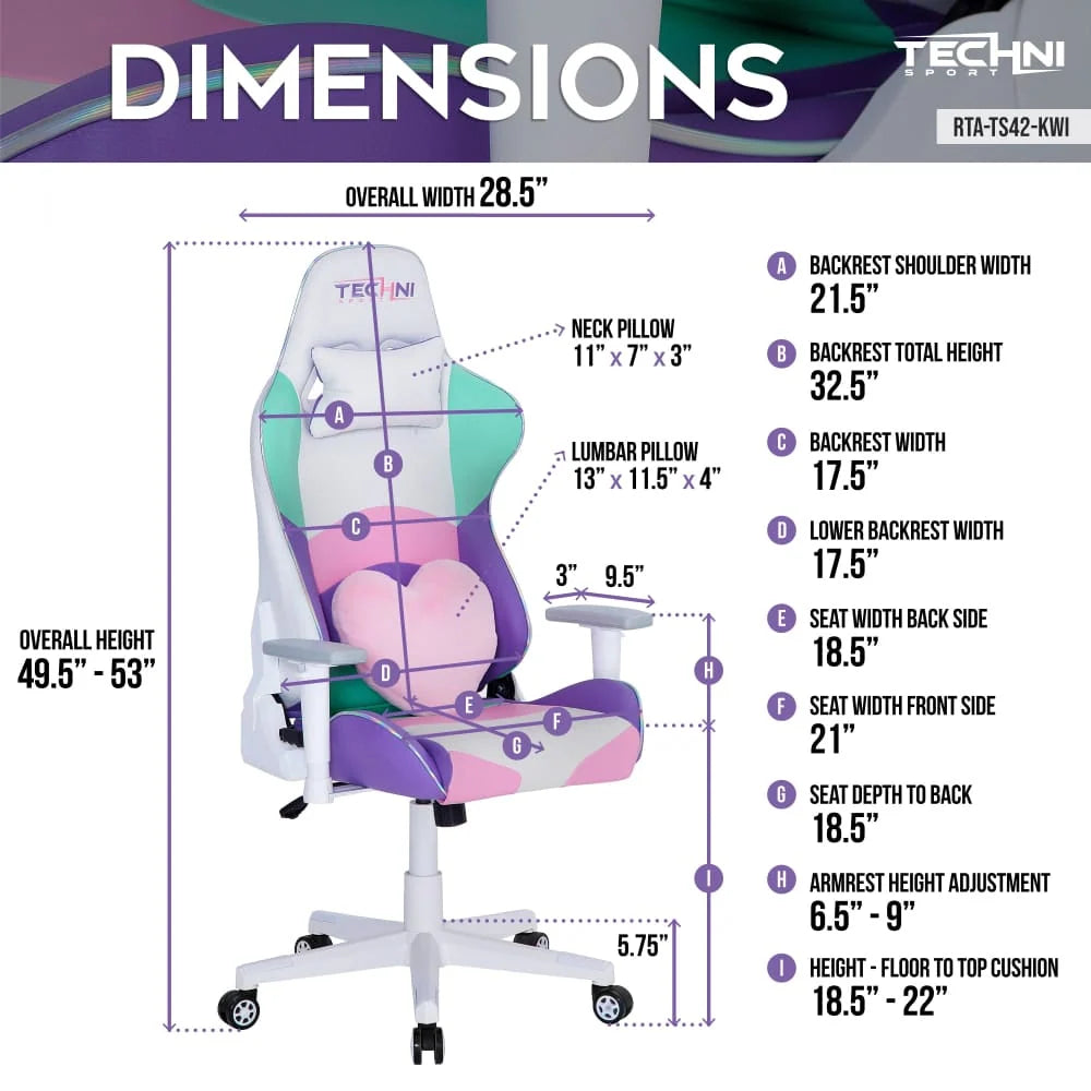 Kawaii Gaming Chair in Pastel Iridescent Tones