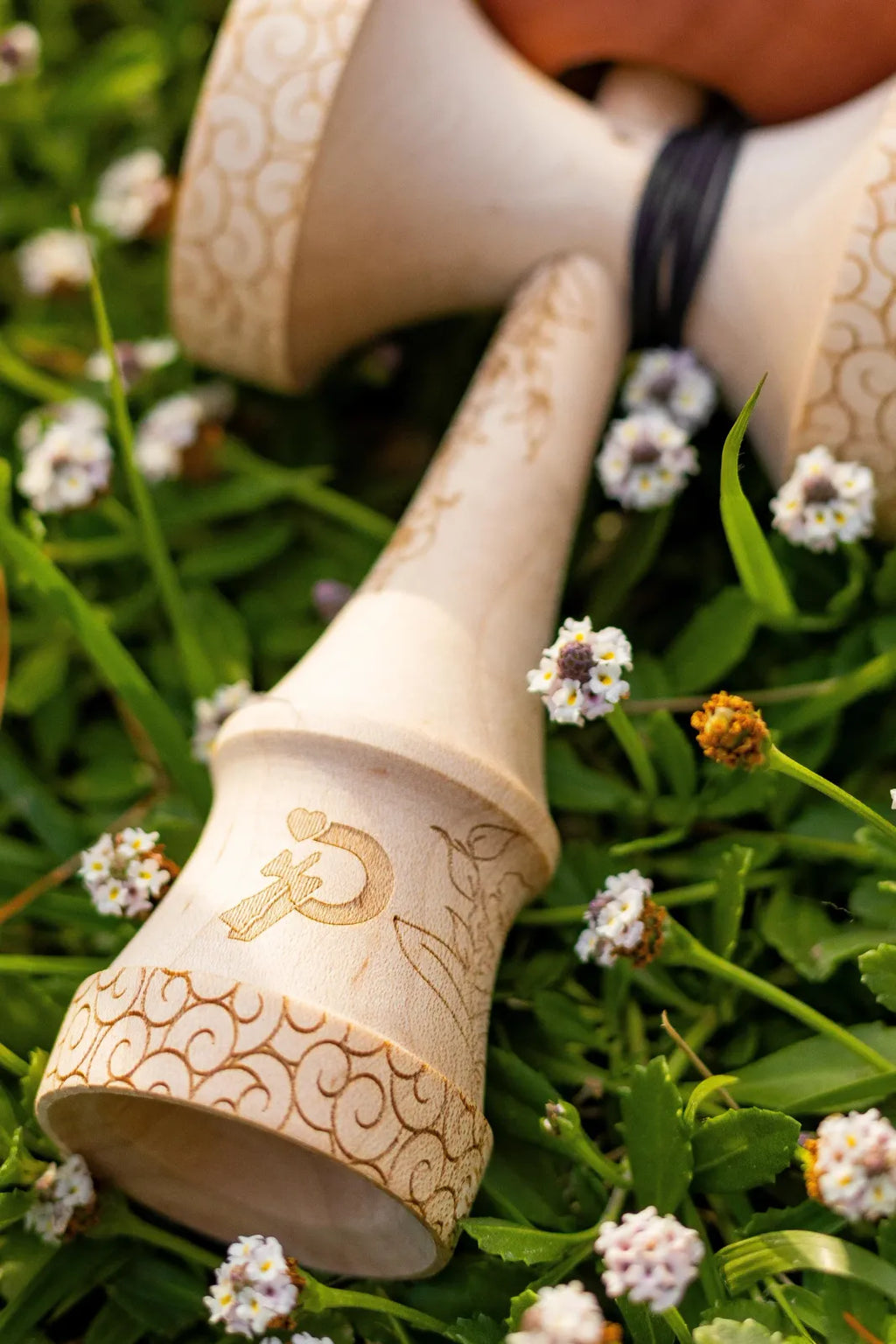 Kendama with Engraved Maple Ken and Beech Tama, Featuring Large Cups and a 25mm Crushable Bevel