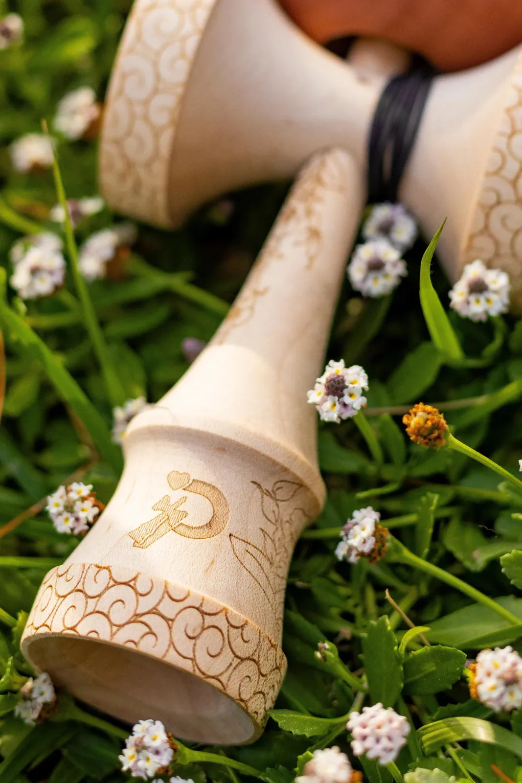 Kendama with Engraved Maple Ken and Beech Tama, Featuring Large Cups and a 25mm Crushable Bevel
