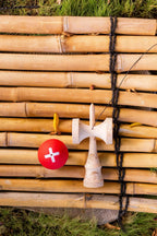 Kendama with Engraved Maple Ken and Beech Tama, Featuring Large Cups and a 25mm Crushable Bevel