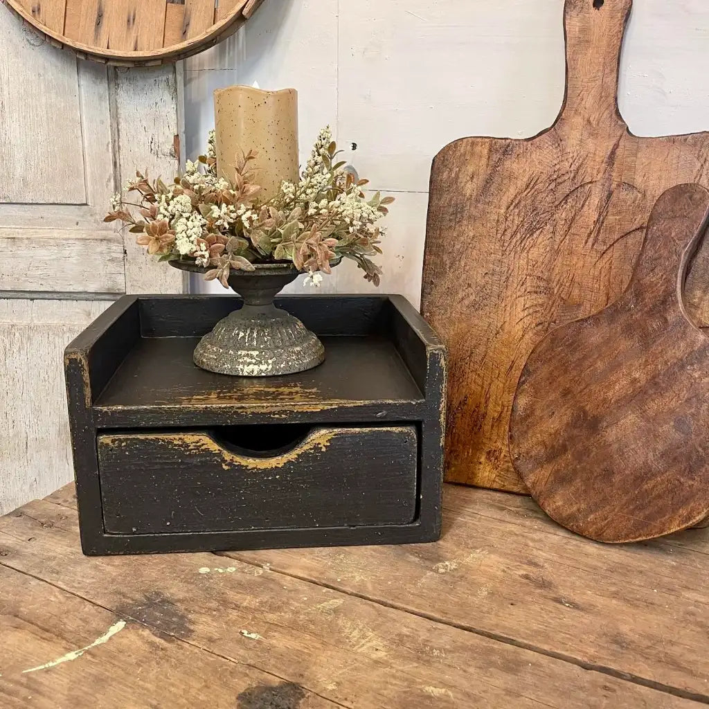 Key Storage Box with a Finger Pull Drawer for Everyday Essentials and a Country Decor Display