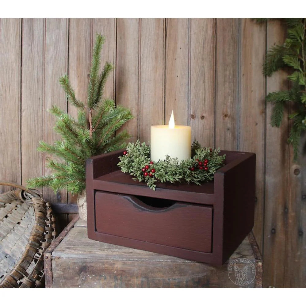 Key Storage Box with a Finger Pull Drawer for Everyday Essentials and a Country Decor Display — Red