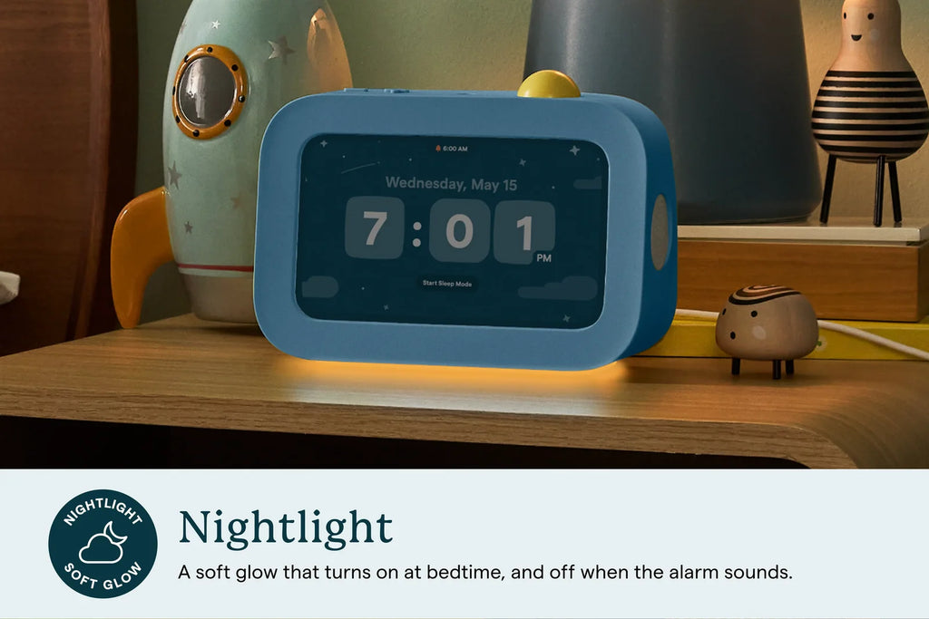 Kids Alarm Clock and Routine Helper for Morning and Bedtime, Featuring an Automatic Nightlight