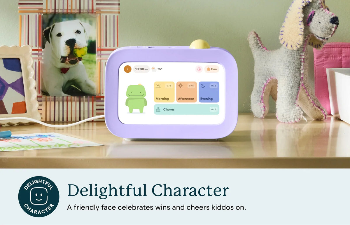 Kids Alarm Clock and Routine Helper for Morning and Bedtime, Featuring an Automatic Nightlight