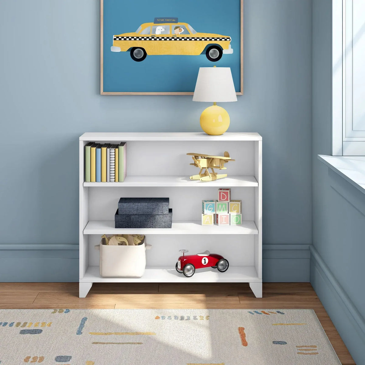 Kids Bookshelf 3-Shelf Bookcase with Adjustable Shelves, Classic Storage for Books, Toys, and Everyday Bedroom Organizatio