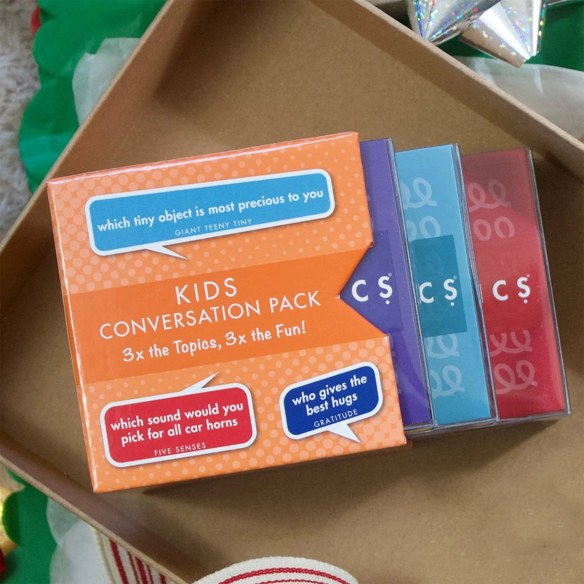 Kids Conversation Card Game Pack with Three 40-Card To Go Decks for Family Meals, Classrooms and Road Trips