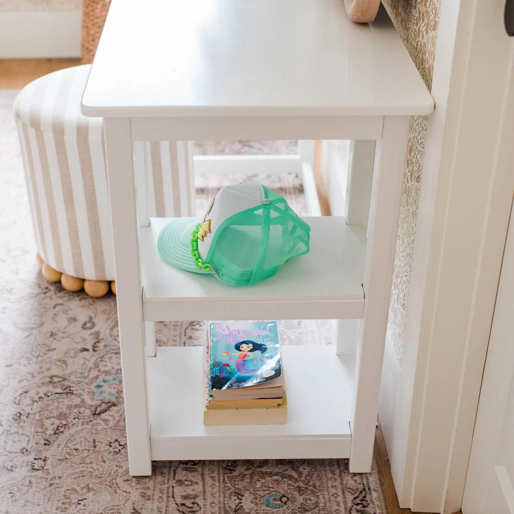 Kids Desk with Two Shelves, Rounded Corners and 47.25 or 55.25 Inch Length for Study, Crafts and Games