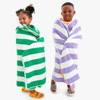 Kids Hooded Cotton Terry Towel for Beach, Pool, and Bath, Soft Absorbent Stripe Designs · kids bath towels