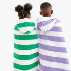 Kids Hooded Cotton Terry Towel for Beach, Pool, and Bath, Soft Absorbent Stripe Designs · kids bath towels