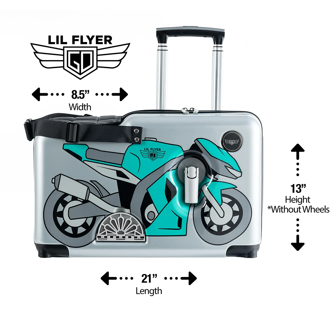 Kids Ride-on Suitcase in Green Motorcycle Style