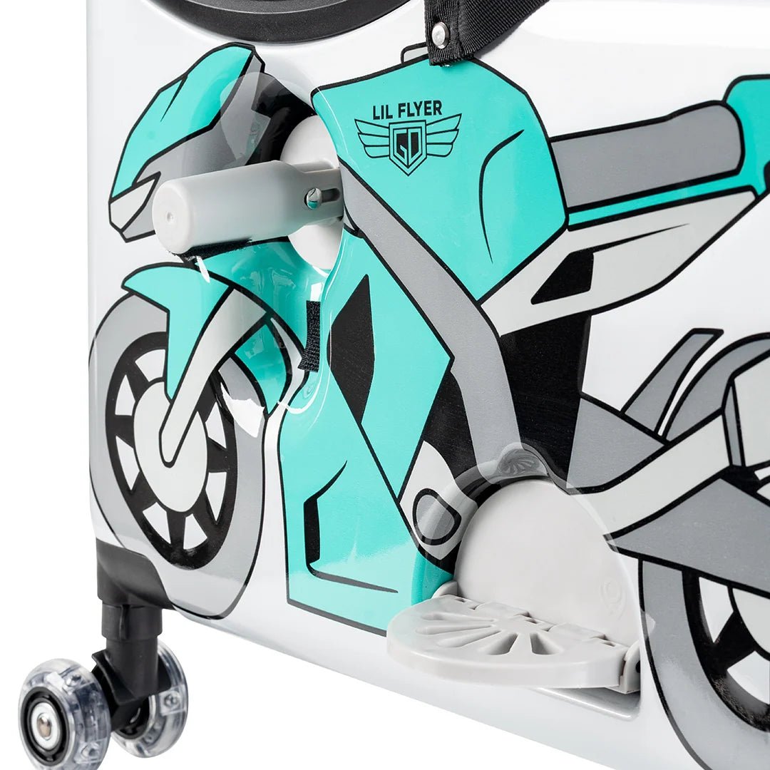 Kids Ride-on Suitcase in Green Motorcycle Style