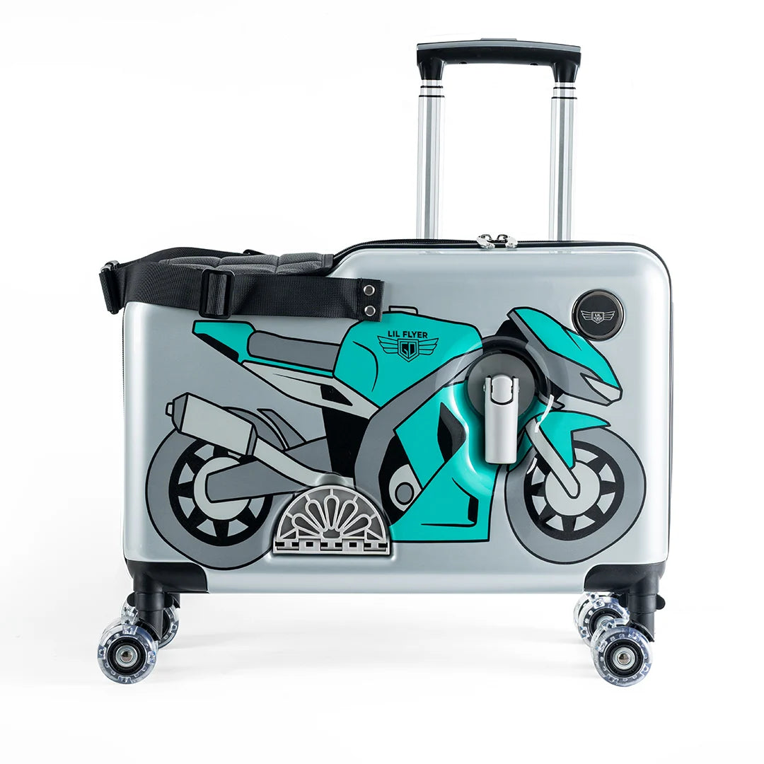 Kids Ride-on Suitcase in Green Motorcycle Style
