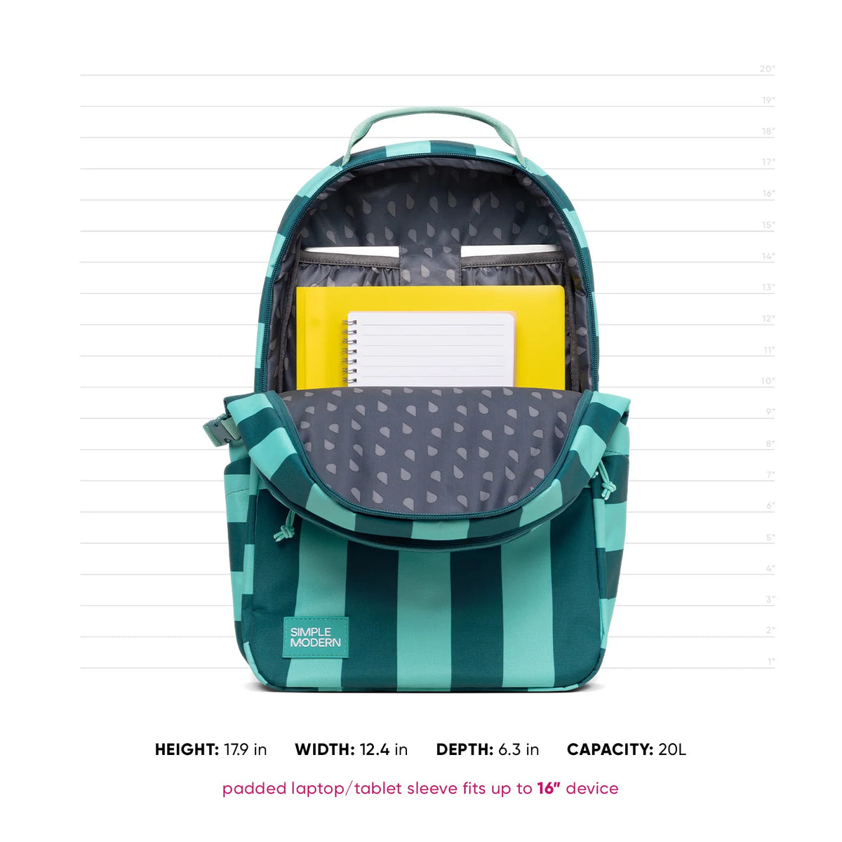 Kids School Backpack 20L with Padded Laptop Sleeve, Expandable Bottle Pockets and Tropical Stitch Design