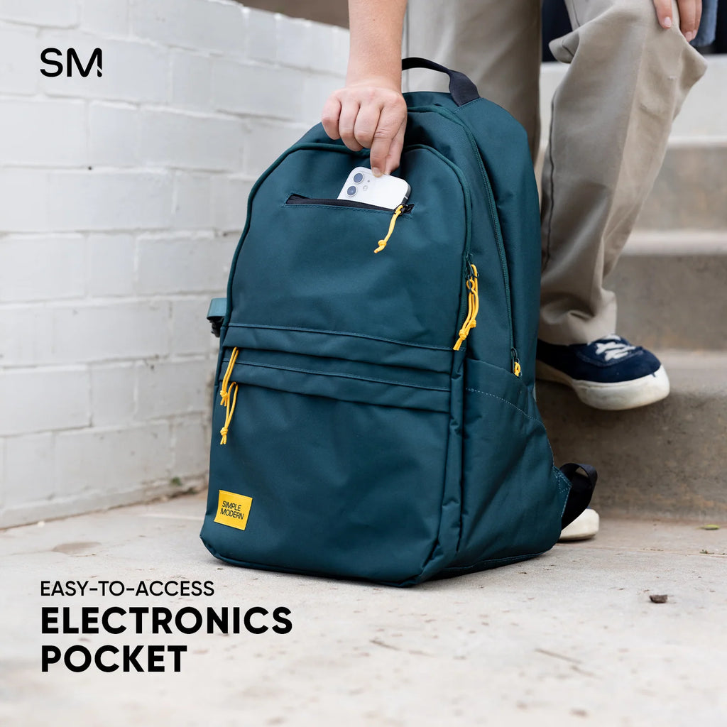 Kids School Backpack 20L with Padded Laptop Sleeve, Expandable Bottle Pockets and Tropical Stitch Design