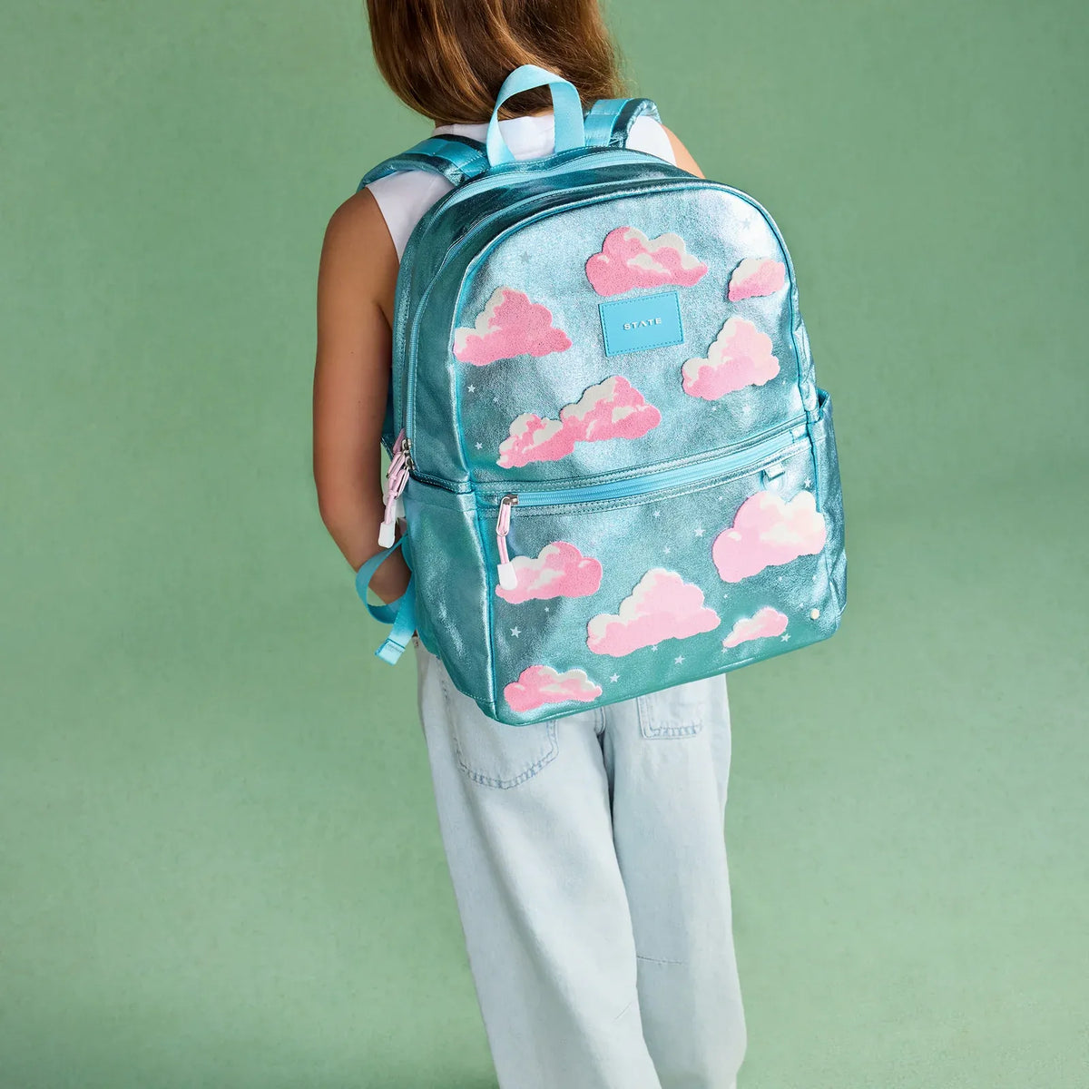 Kids School Backpack in Clouds with Two Main Compartments for a 15-Inch Laptop and School Books