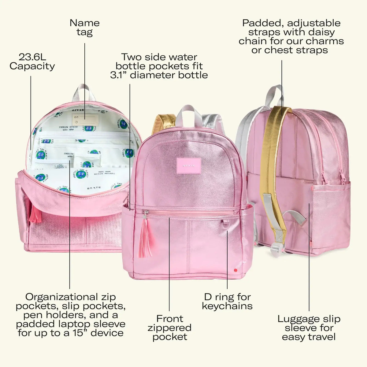 Kids School Backpack in Clouds with Two Main Compartments for a 15-Inch Laptop and School Books