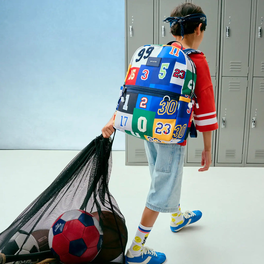 Kids School Backpack in Varsity Numbers for Kindergarten to Third Grade, Made with 45% Recycled Materials