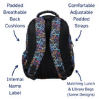 Kids School Backpack with Monster Truck Print, Two Large Compartments, Water-Resistant 600D Polyester and Padded Comfort