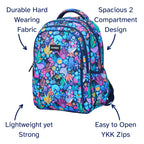 Kids School Backpack with Ocean Sealife Print, Two Zipped Compartments, Water-Resistant 600D Polyester and Padded Straps
