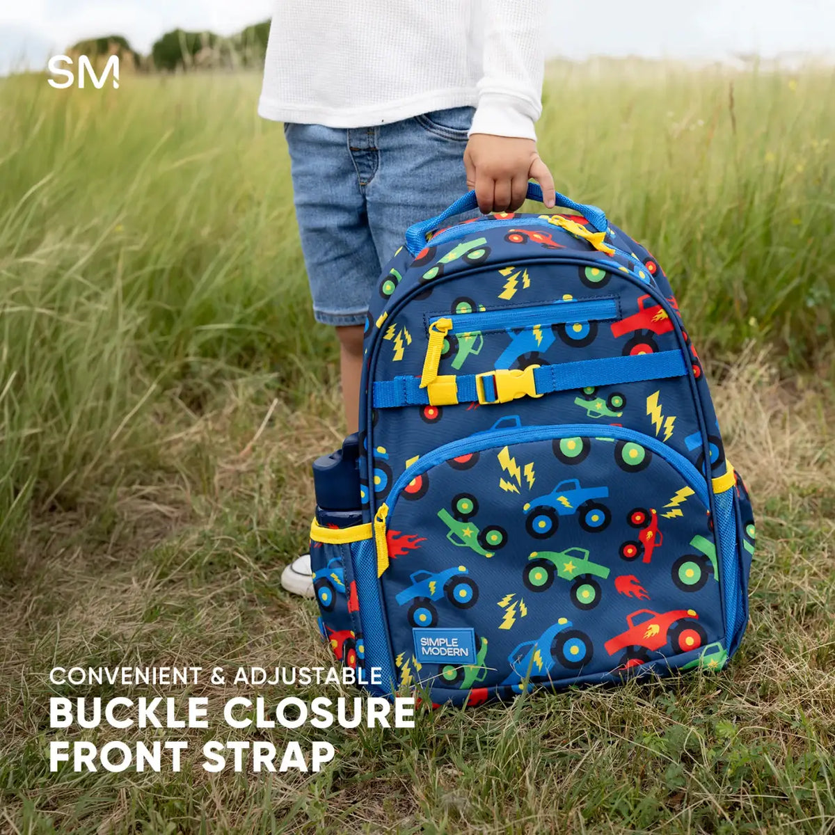 Kids School Backpack with Padded Tablet Sleeve, Chest Strap, Name Tag and Expandable Bottle Sleeves