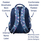 Kids School Backpack with Unicorn Print, Two Large Compartments, Water-Resistant 600D Polyester and Ergonomic Padded Suppo