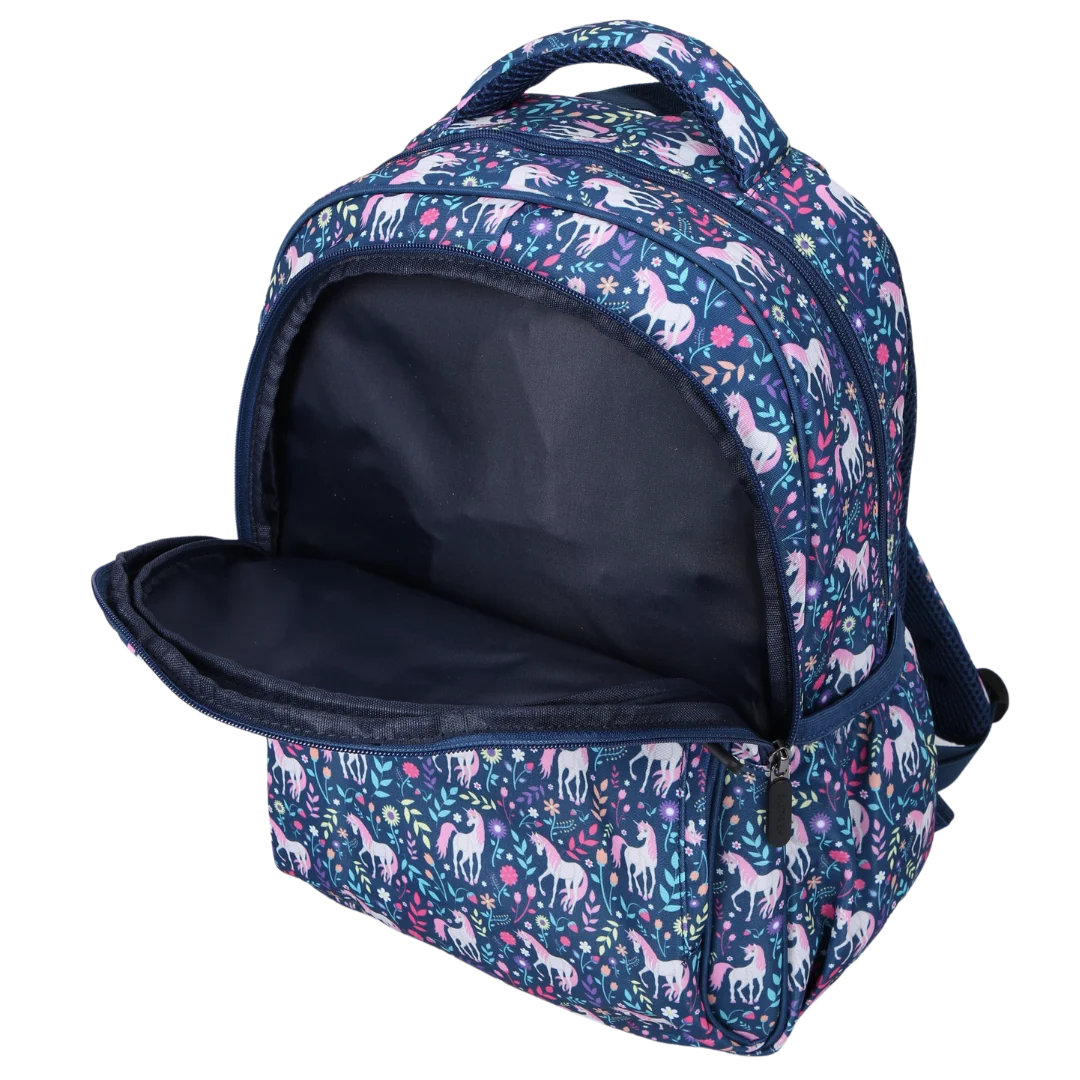 Kids School Backpack with Unicorn Print, Two Large Compartments, Water-Resistant 600D Polyester and Ergonomic Padded Suppo