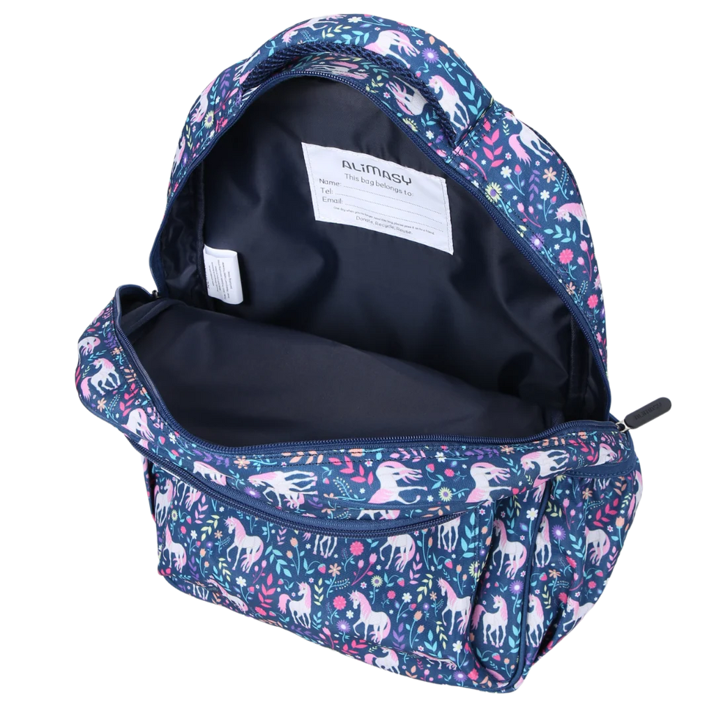 Kids School Backpack with Unicorn Print, Two Large Compartments, Water-Resistant 600D Polyester and Ergonomic Padded Suppo