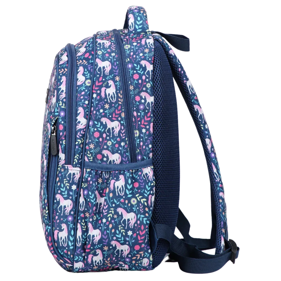 Kids School Backpack with Unicorn Print, Two Large Compartments, Water-Resistant 600D Polyester and Ergonomic Padded Suppo