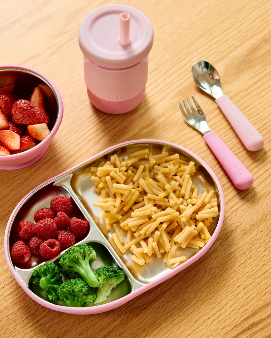 Kids Silverware in Silicone and Stainless Steel, Ergonomic Forks