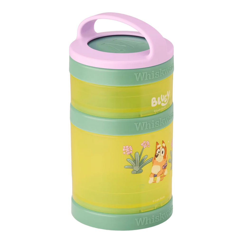 Kids Snack Container Set with Stackable Twist-Lock Compartments and Removable Handle for Lunchboxes and Backpacks